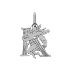 Pendentif ange lettre K  – Or 9 carats jaune ou gris – Artisanat français depuis 1954 