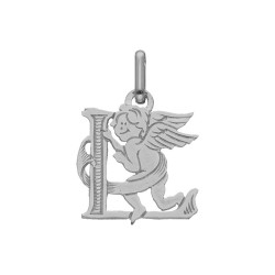 Pendentif ange lettre L  – Or 9 carats jaune ou gris – Artisanat français depuis 1954 