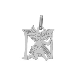 Pendentif ange lettre N  – Or 9 carats jaune ou gris – Artisanat français depuis 1954 