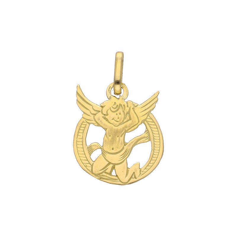 Pendentif ange lettre O  – Or 9 carats jaune ou gris – Artisanat français depuis 1954 
