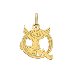 Pendentif ange lettre Q  – Or 9 carats jaune ou gris – Artisanat français depuis 1954 