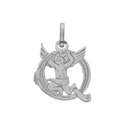 Pendentif ange lettre Q  – Or 9 carats jaune ou gris – Artisanat français depuis 1954 