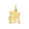 Pendentif ange lettre R  – Or 9 carats jaune ou gris – Artisanat français depuis 1954 