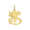 Pendentif ange lettre S  – Or 9 carats jaune ou gris – Artisanat français depuis 1954  