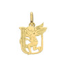 Pendentif ange lettre U  – Or 9 carats jaune ou gris – Artisanat français depuis 1954 
