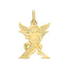 Pendentif ange lettre X  – Or 9 carats jaune ou gris – Artisanat français depuis 1954 