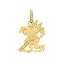 Pendentif ange lettre Z  – Or 9 carats jaune ou gris – Artisanat français depuis 1954 