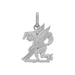 Pendentif ange lettre Z  – Or 9 carats jaune ou gris – Artisanat français depuis 1954 