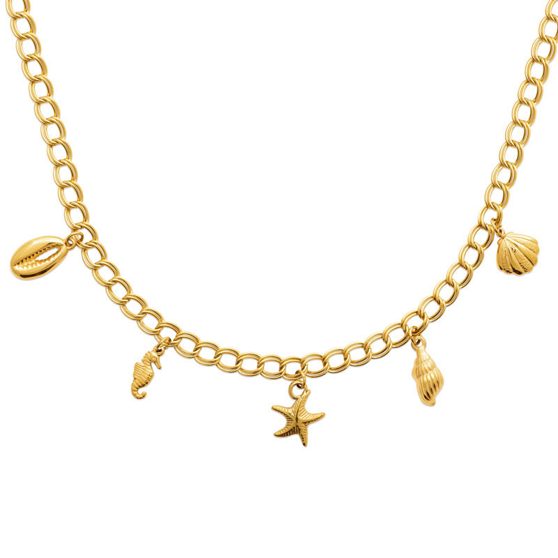 Collier charm's Marina acier doré  - Bijouterie La Petite Française