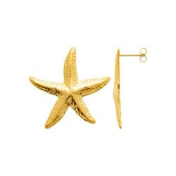 Boucles d'oreilles pendantes étoile de mer acier doré  - Bijouterie La Petite Française
