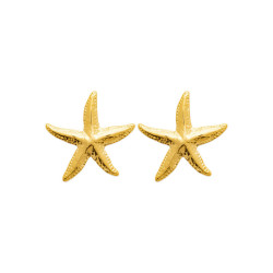 Boucles d'oreilles pendantes étoile de mer acier doré  - Bijouterie La Petite Française