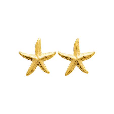 Boucles d'oreilles pendantes étoile de mer acier doré  - Bijouterie La Petite Française