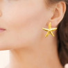 Boucles d'oreilles pendantes étoile de mer acier doré  - Bijouterie La Petite Française