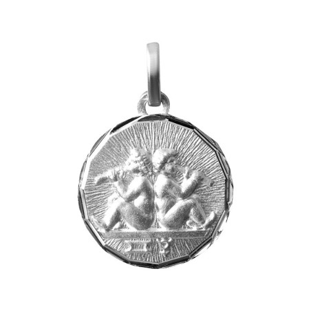  Pendentif gémeaux rond lapidé argent– Haute fantaisie · Design Français depuis 1954 
