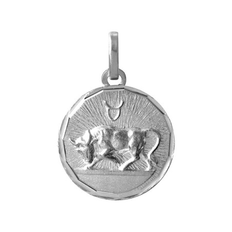  Pendentif taureau rond lapidé - Argent – Artisanat Français depuis 1954 