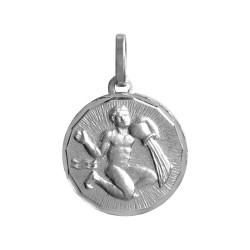  Pendentif verseau rond lapidé - Argent – Artisanat Français depuis 1954 