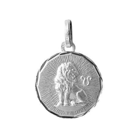  Pendentif lion rond lapidé - Argent – Artisanat Français depuis 1954 
