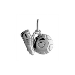 Pendentif ballon et chaussure football  - Or 18 carats jaune ou gris - Artisanat français depuis 1954  Couleur Or:Gris