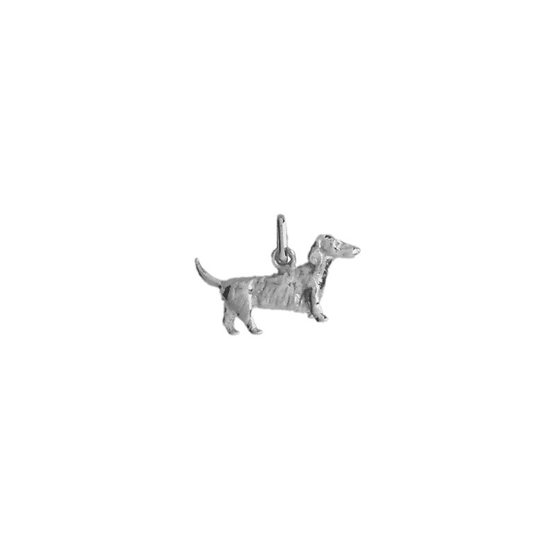 Pendentif chien Teckel  - argent - Artisanat français depuis 1954    - Bijouterie La Petite Française