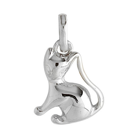Pendentif chat  - argent - Artisanat français depuis 1954   - Bijouterie La Petite Française