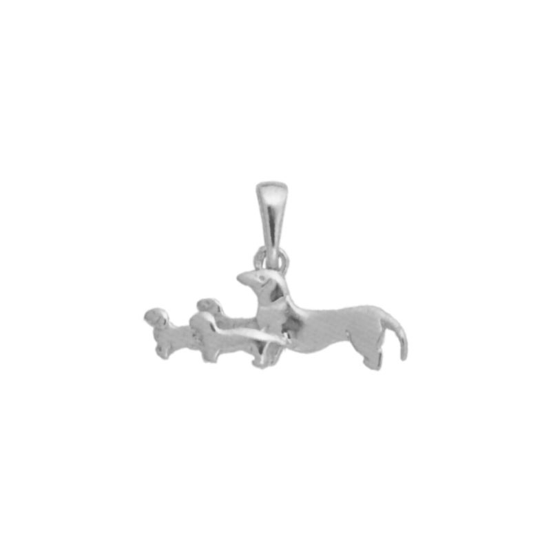 Pendentif 4 chiens Teckels Argent -  Atelier 1924 - Patrimoine Vivant Français  - Bijouterie La Petite Française
