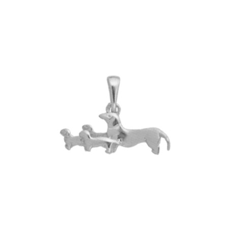 Pendentif 4 chiens Teckels Argent -  Atelier 1924 - Patrimoine Vivant Français  - Bijouterie La Petite Française