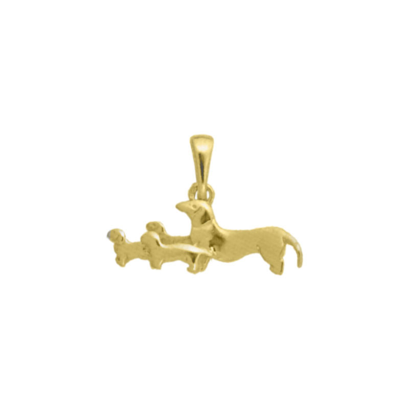 Pendentif 4 chiens Teckels – plaqué Or jaune ou rose – Atelier 1924 - Patrimoine Vivant Français 