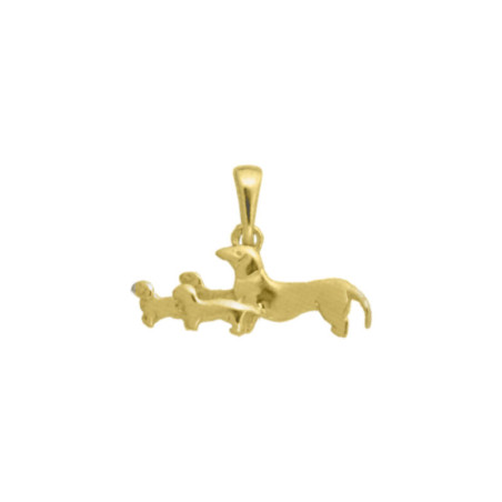 Pendentif 4 chiens Teckels – plaqué Or jaune ou rose – Atelier 1924 - Patrimoine Vivant Français 