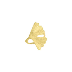 Bague Ginkgo biloba - Plaqué Or - jaune ou rose - Atelier 1924 - Patrimoine Vivant Français  