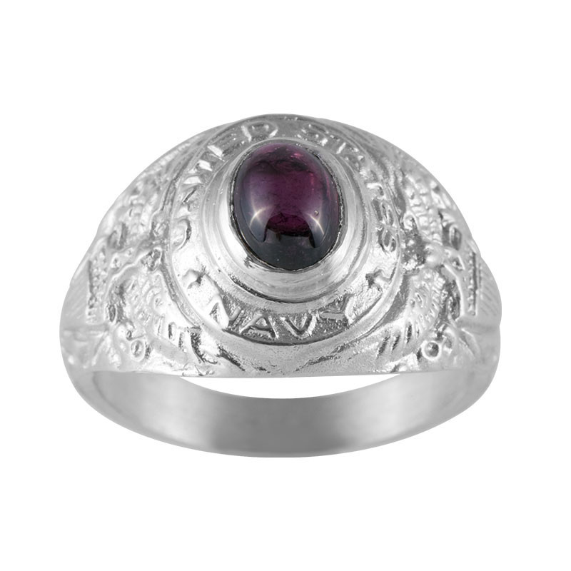 Chevalière Us Navy rhodolite - Argent – Artisanat Français depuis 1954 