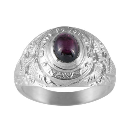 Chevalière Us Navy rhodolite - Argent – Artisanat Français depuis 1954 