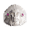 Chevalière chef d'Amérindien rubis - Argent – Artisanat Français depuis 1954 