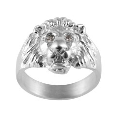 Chevalière lion yeux diamants - Argent – Artisanat Français depuis 1954 