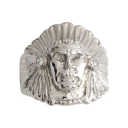 Chevalière chef Amérindien zirconium - Argent – Artisanat Français depuis 1954 