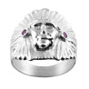 Chevalière chef d'Amérindien rubis - Argent – Artisanat Français depuis 1954 