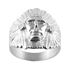 Chevalière chef Amérindien zirconium - Argent – Artisanat Français depuis 1954 