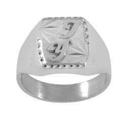 Chevalière Herméus argent et initiales or 18 carats  – Artisanat Français depuis 1954  