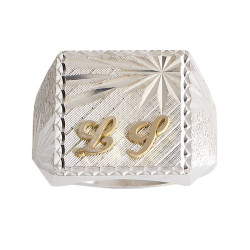 Chevalière argent, initiales Or 18 carats  – Artisanat Français depuis 1954  