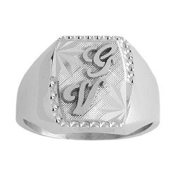 Chevalière Herméus argent et initiales or 18 carats  – Artisanat Français depuis 1954  