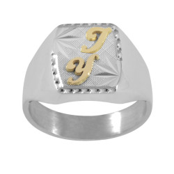 Chevalière Herméus argent et initiales or 18 carats  – Artisanat Français depuis 1954  
