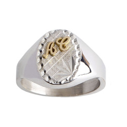 Chevalière Melchior argent et initiales or 18 carats  – Artisanat Français depuis 1954  