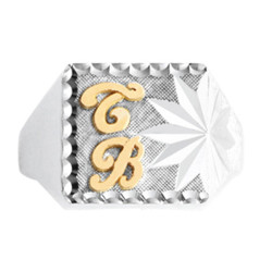 Chevalière Aldinien argent, initiales Or 18 carats  – Artisanat Français depuis 1954  