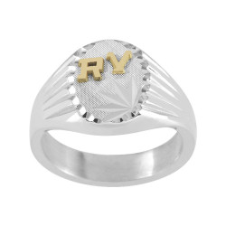 Chevalière Davitus argent et initiales or 18 carats  – Artisanat Français depuis 1954  