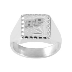 Chevalière Nelvil argent et initiales or 18 carats  – Artisanat Français depuis 1954  