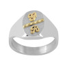 Chevalière Rafael argent, initiales Or 18 carats  – Artisanat Français depuis 1954  
