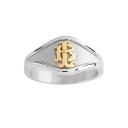 Chevalière argent, initiales or 18 carats  – Artisanat Français depuis 1954  