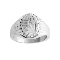 Chevalière Davitus argent et initiales or 18 carats  – Artisanat Français depuis 1954  