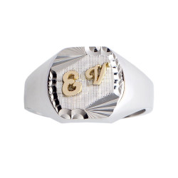 Chevalière Galius argent et initiales or 18 carats  – Artisanat Français depuis 1954  
