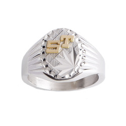 Chevalière Davitus argent et initiales or 18 carats  – Artisanat Français depuis 1954  