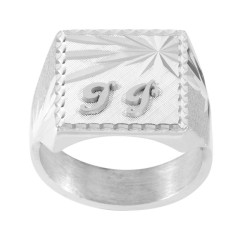 Chevalière argent, initiales Or 18 carats  – Artisanat Français depuis 1954  